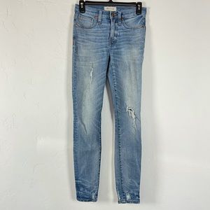 Madewell 9" High‎ Rise Skinny Jeans Destructed Hem
